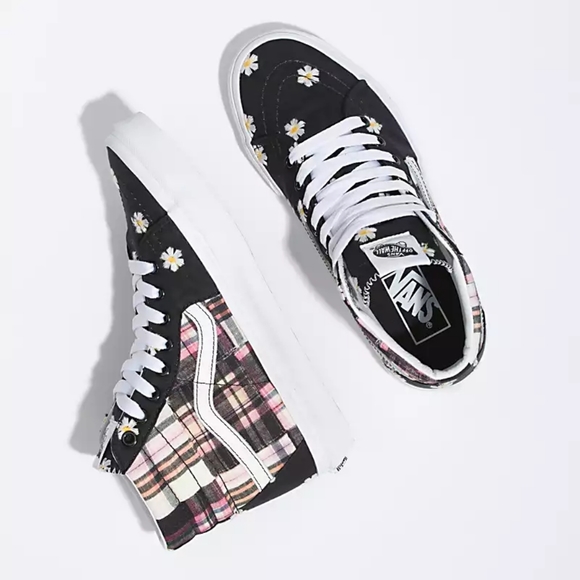 #40 New Vans Floral Plaid SK8 Hi Tops - Picture 2 of 11